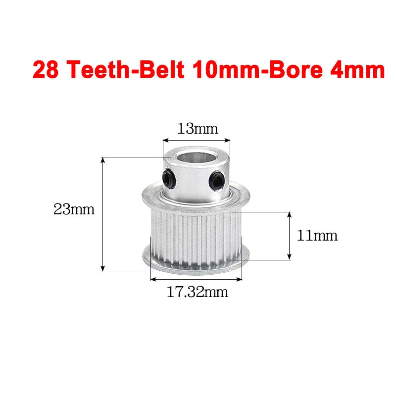 2GT Drive Pulley With Step 16 Tooth - 100 Tooth Bore 4mm - 25mm for 10mm Belt