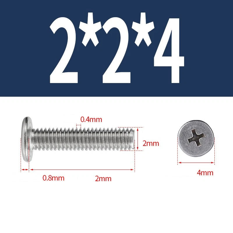 M1–M8 Ultra Thin Flat Head Phillips Machine Screws – A2 Stainless Steel, Fully Threaded
