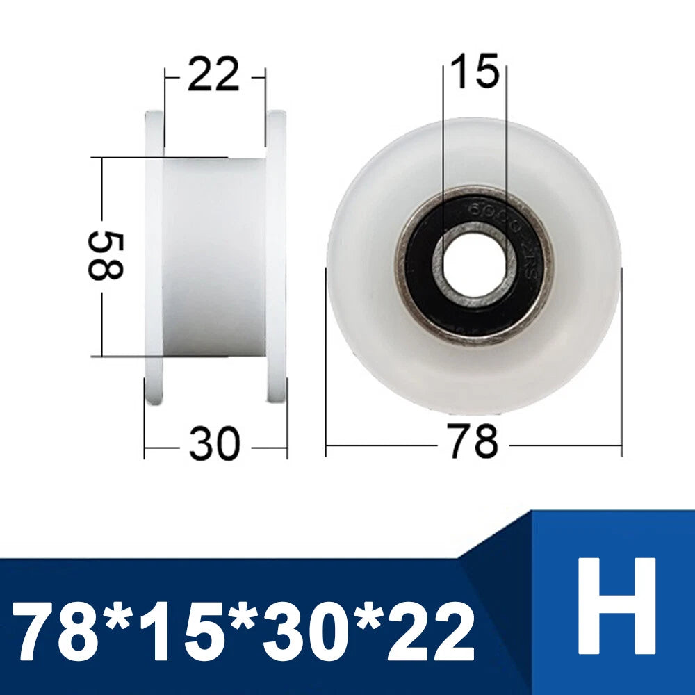 OD 30-85mm Nylon Pulley Wheel with Ball Bearing U/V/H Groove for Door and Window