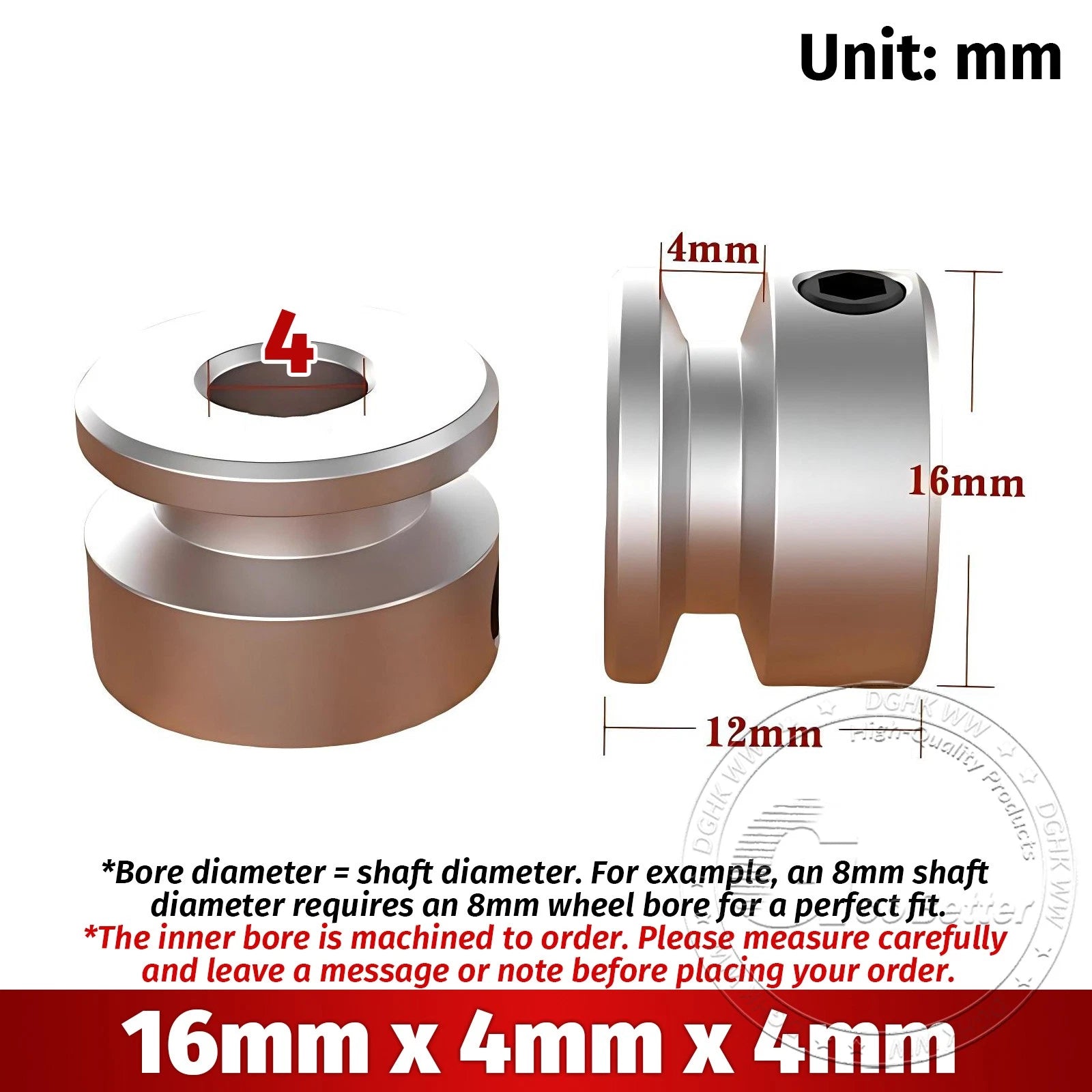 V Grooved Pulley Aluminum Round Belt Pulleys For 4mm Width Belt OD 20/30/40/50mm