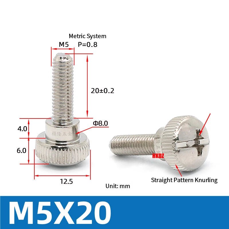 M3~M6 Phillips Carbon Steel Step Knurled Thumb Screws | Hand Grip Knob Bolts - HomeDIYer