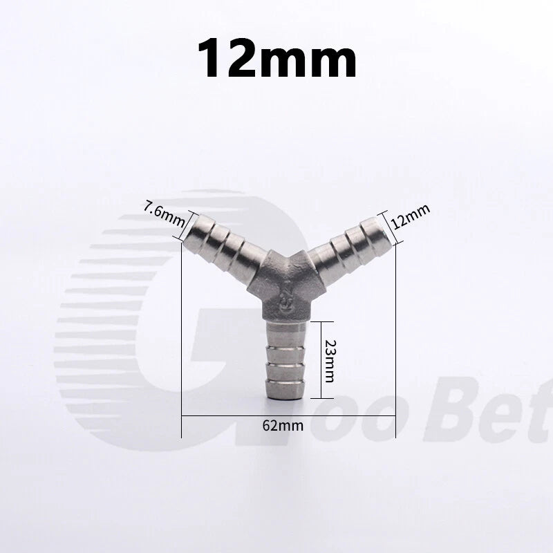 Stainless Steel Barbed Hose Connector — T-Piece & Y-Piece, 6mm–25mm