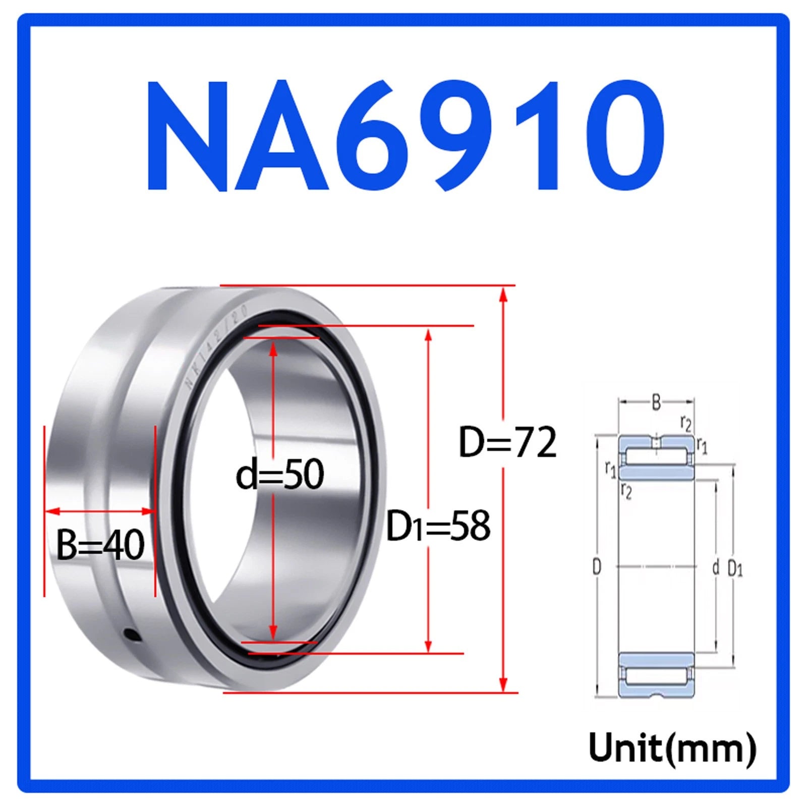 Needle Roller Bearings With Inner Ring High-Quality NA4900 - NA6920 ID 10-100mm