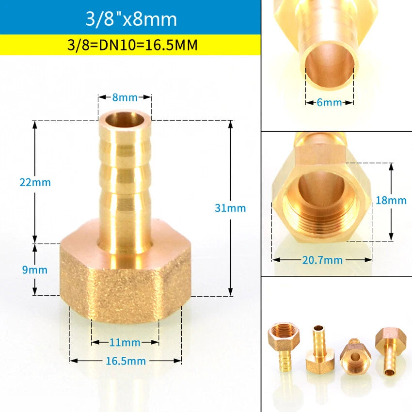 BSP Male & Female Thread Barb Hose Tail Connector — Air Fuel Water