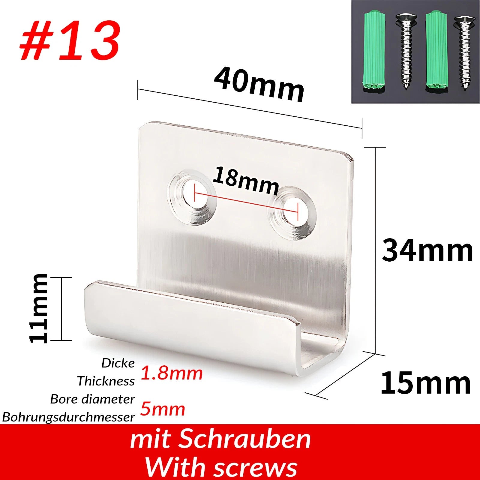 U Shaped Brackets Flat Hooks Stainless Hooks Ceramic Tile Display Bracket