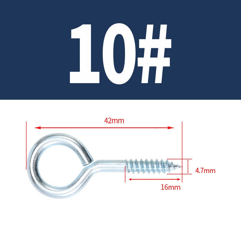 Zinc Screw Eyes & Hooks — Metric Wood Thread, 16–105mm, Hook & Eye with Optional Wall Plug