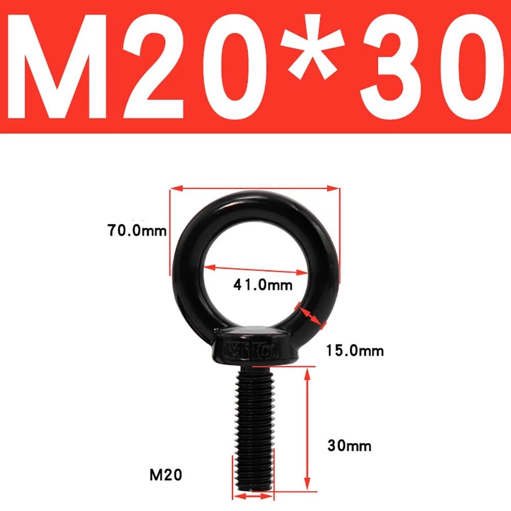 Black 304 Stainless Steel Eye Bolts and Eye Nuts — M3 to M20 Lifting Hardware - HomeDIYer
