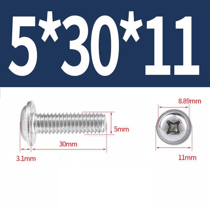 Phillips Flanged Pan Head Machine Screws 316 Stainless Steel M3 M4 M5 M6 - HomeDIYer