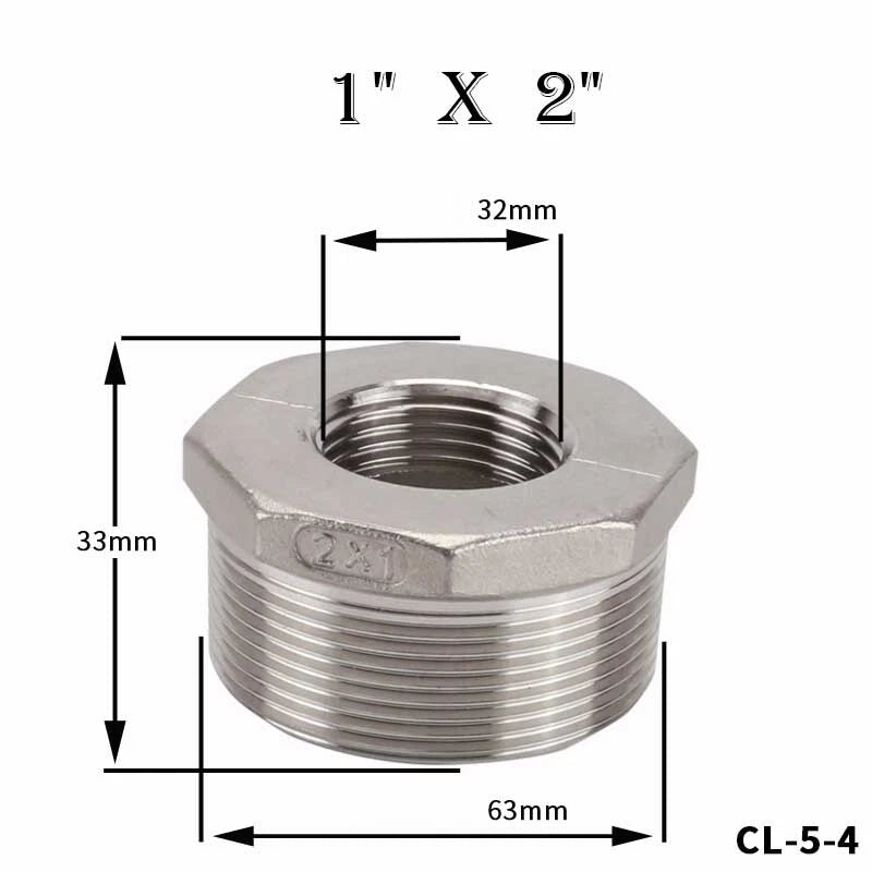 304 Stainless Steel Reducing Bush Adaptor | Male to Female NPT Pipe Fitting
