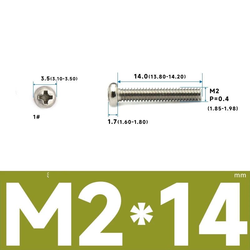 M1–M2.5 Pan Head Phillips Machine Screws – A2 Stainless Steel (304), Fully Threaded - HomeDIYer