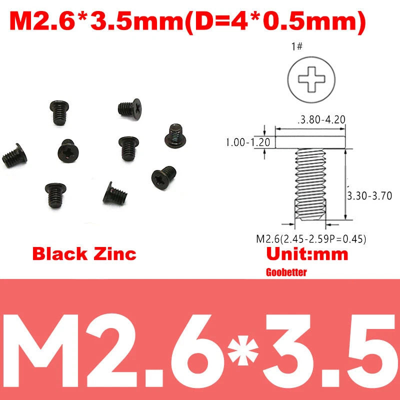 CM2/CM2.5/CM3/CM4 Ultra Thin Wafer Flat Head Phillips Screws – For Laptop & Computer Repair (M2–M4)