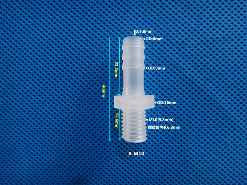 Aquarium Accessories Plastic Hose Barb Fitting Metric Thread Male Connector