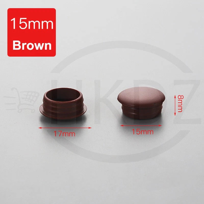 Plastic Screw Caps Covers – 5mm to 40mm Push-in Furniture Hole Plugs, Black, White and Brown
