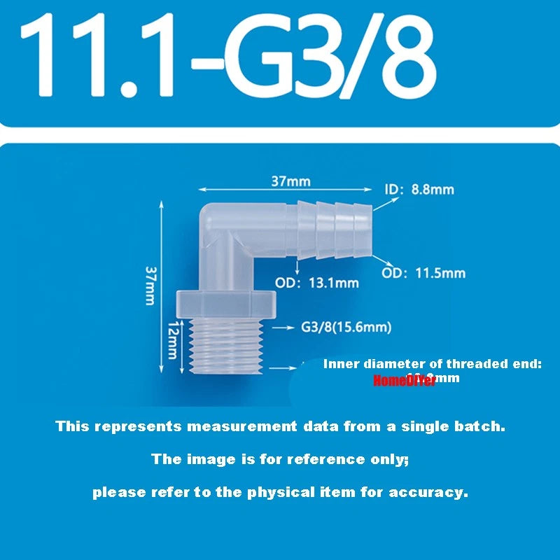 Male Thread Barbed 90° Elbow Hose Connector — Plastic Pipe Fitting with Washer