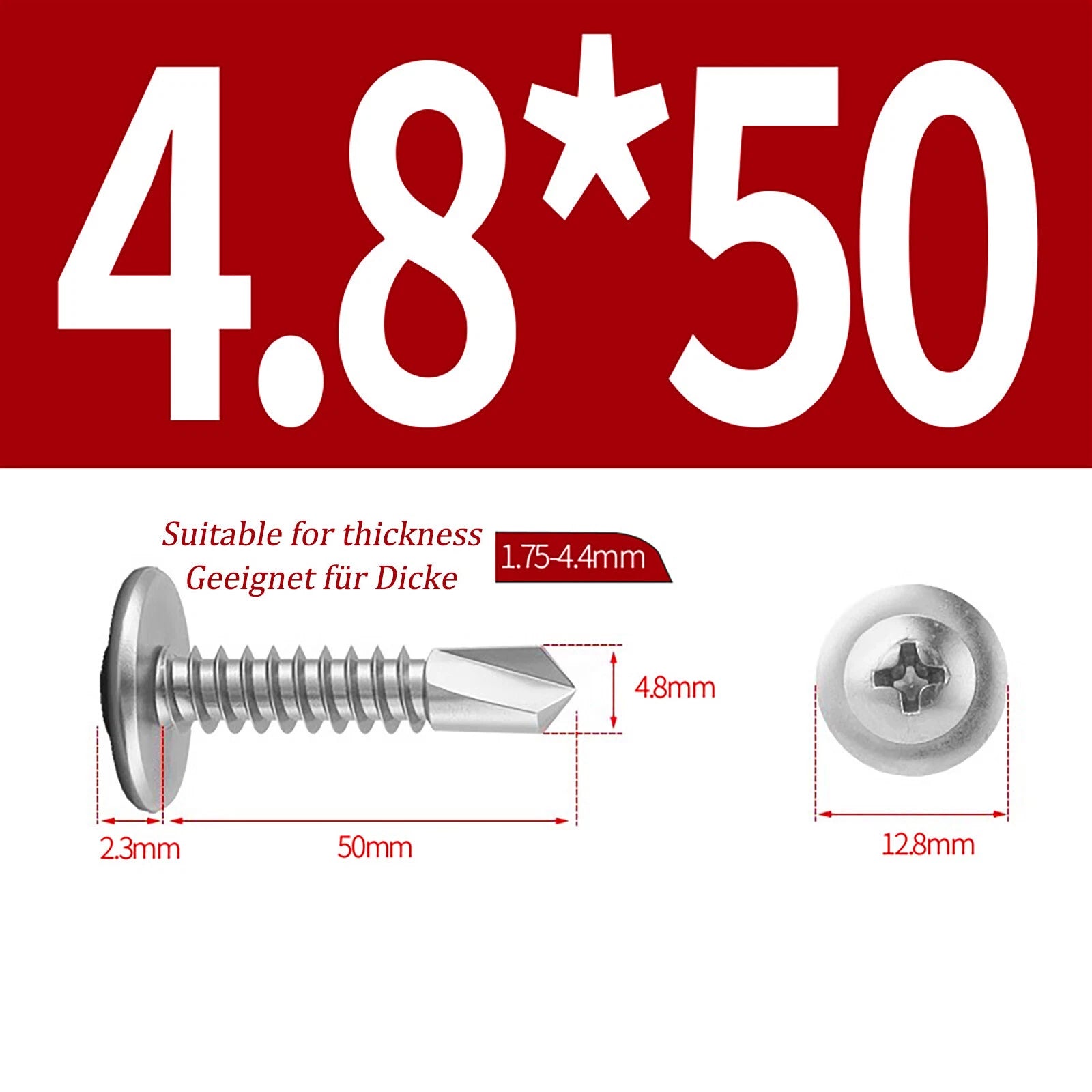 Self Drilling Wafer Head Screws – 304/410 Stainless & Galvanized Steel, M4.2 M4.8