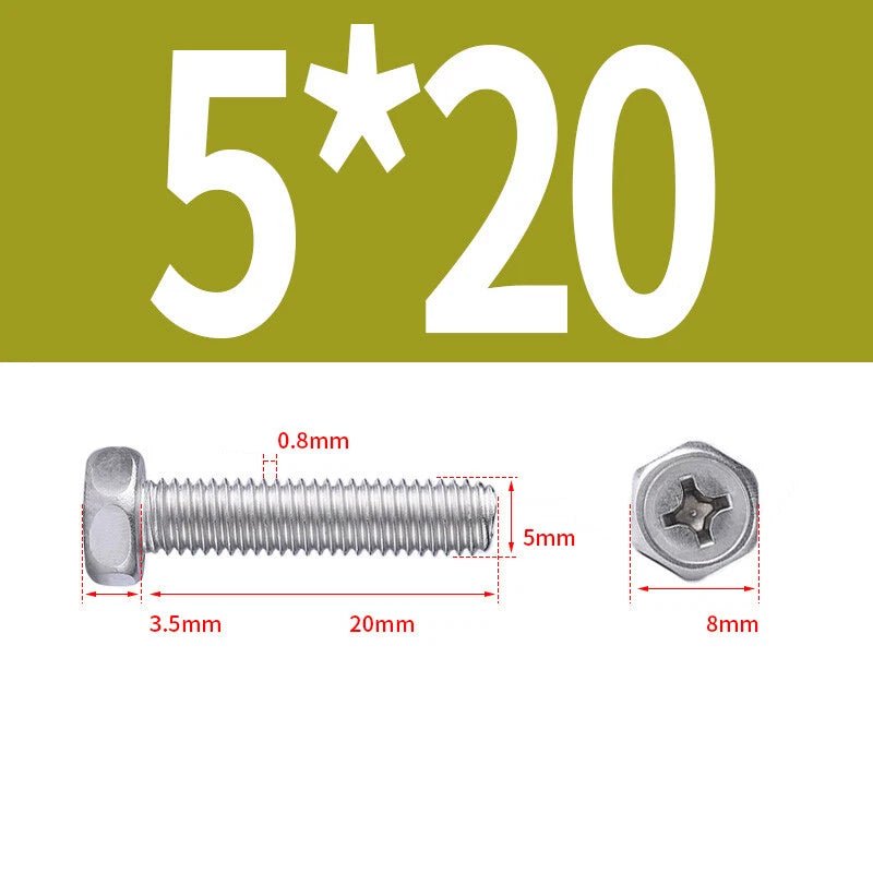 A2 Stainless Steel Hex Head Machine Screws – M3 M4 M5 M6 M8, Fully Threaded (304 Grade) - HomeDIYer