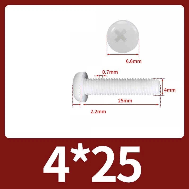 White Nylon Phillips Pan Head Machine Screws – M2 to M8, Non‑Conductive & Corrosion‑Free (PA66)