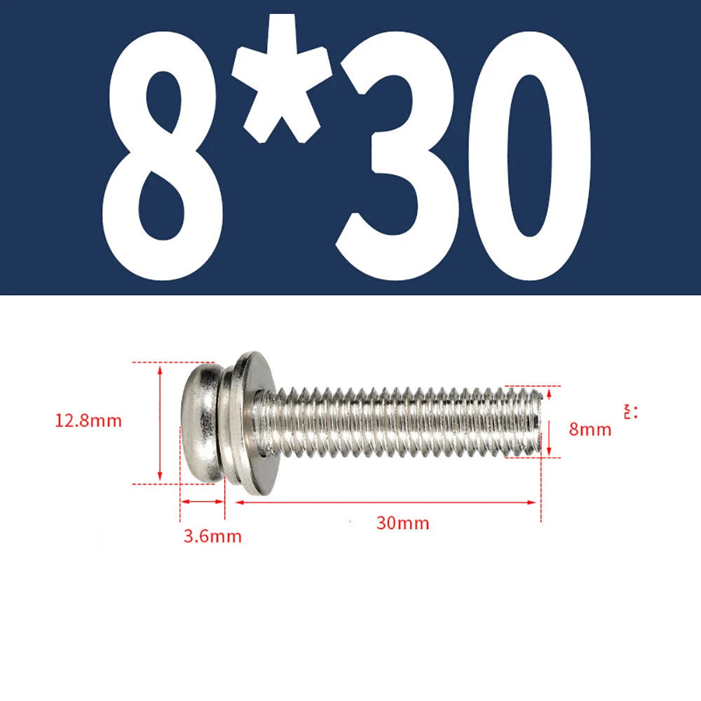 M5–M8 Phillips Pan Head Screws with Flat Washer – Nickel Plated or Black Zinc, Carbon Steel