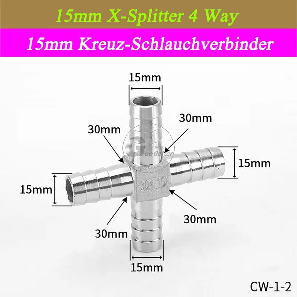 A2 Stainless Steel 8-41mm Barbed Hose Connector,Hosetail Pipe Air Water Oil Fuel