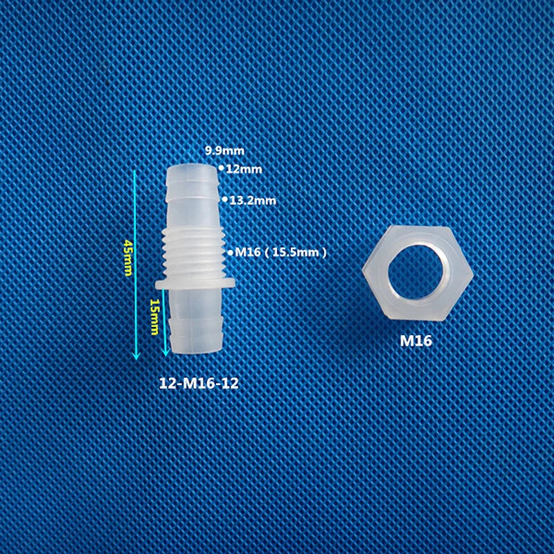 Bulkhead Straight Plastic Hose Connector with Nut — Barbed Thread Pipe Fitting