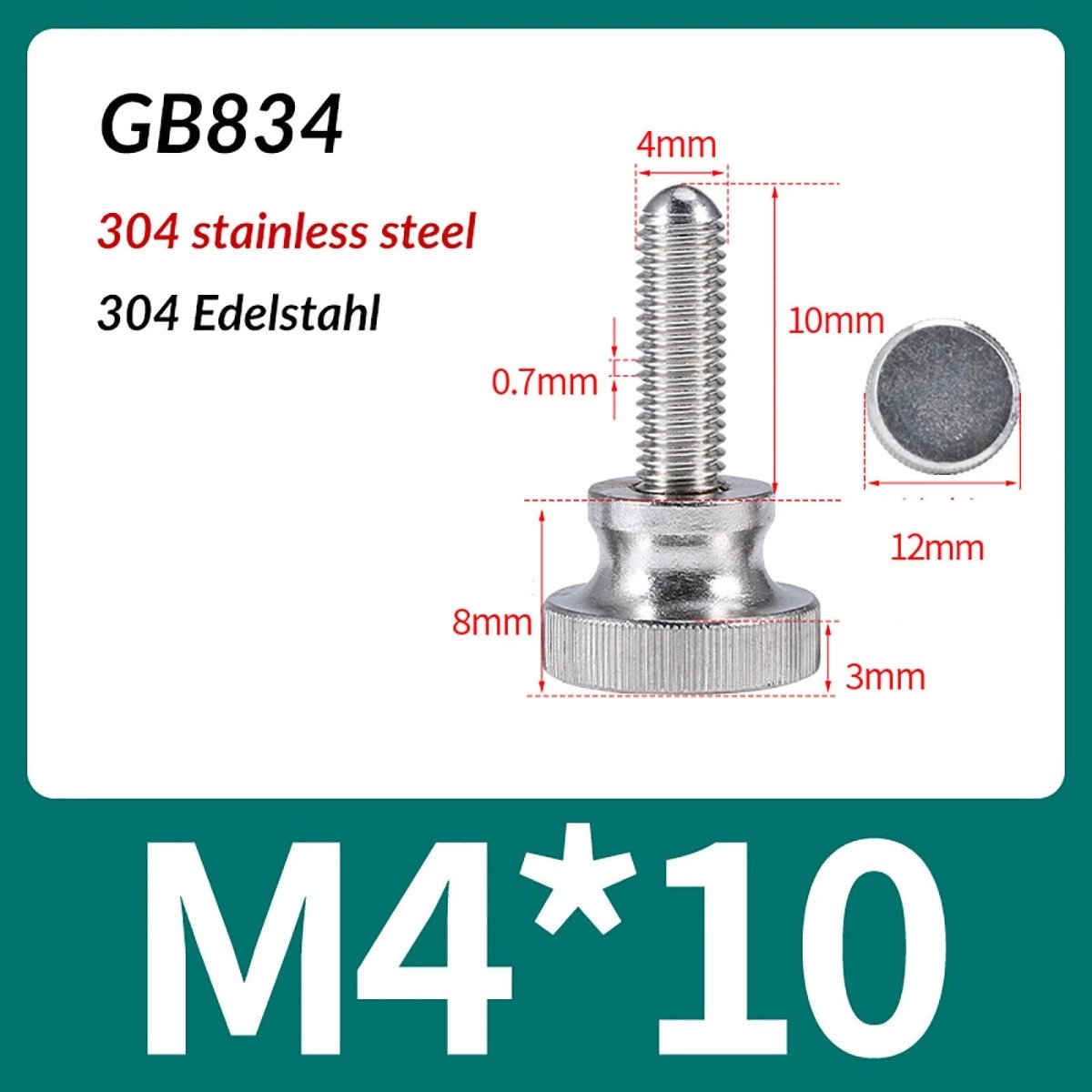 A2 Stainless Steel Knurled Thumb Screws – M2 to M10, Hand Turn Knob Bolts, 4 - 60mm Lengths - HomeDIYer