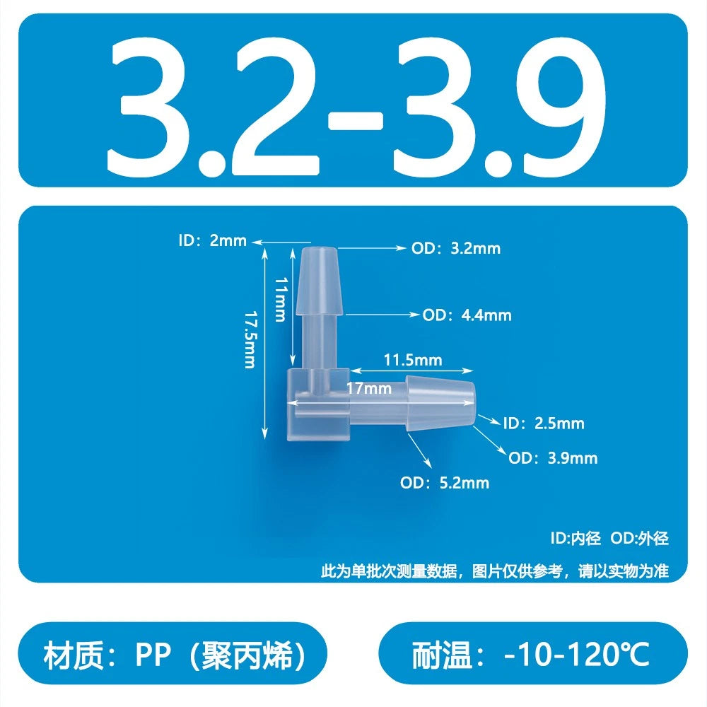 90° Elbow Plastic Barbed Joiner Reducer Connector Pipe Tube Hose Water 1.6-25mm