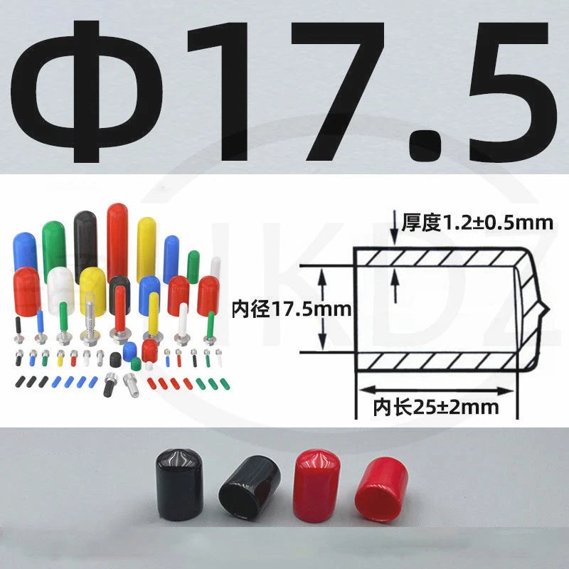 PVC End Caps for Screws, Bolts, Rods, Tubes & Cables – Thread Cover Protector, Rubber Plastic Caps (12-114mm, Multiple Colors)