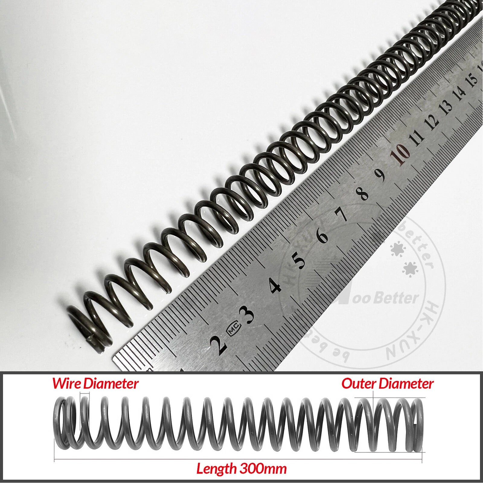 Compression Spring Pressure Springs, Wire Dia 2-3.5mm, OD 10-60mm, Length 300mm