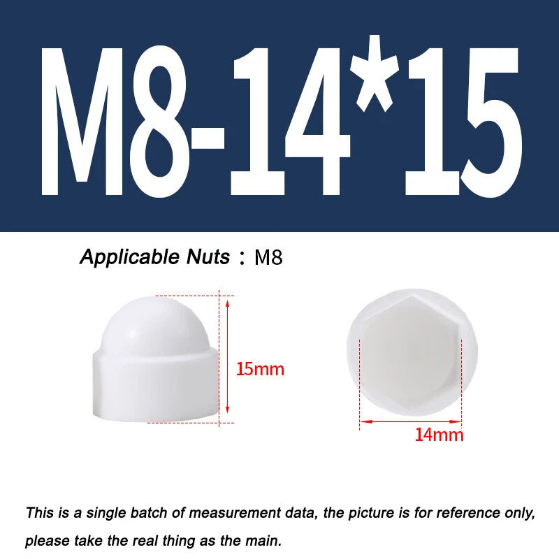 Hex Bolt & Nut Protection Caps – Plastic Hexagonal Screw Covers for M4 M5 M6 M8 M10 to M24 (PE, 5-100 Pack)