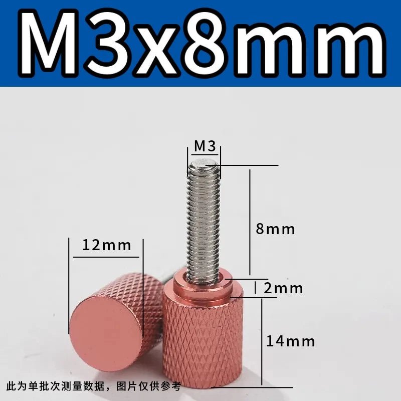M3 Knurled Thumb Screws – Colored Anodized Aluminum, 6mm to 100mm, 10 Colors - HomeDIYer