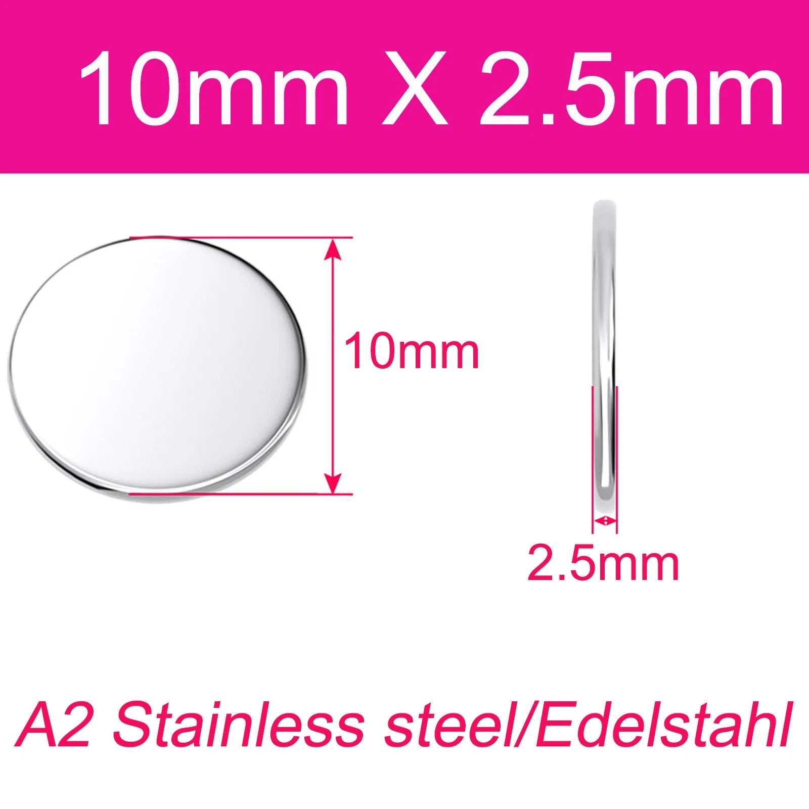 Round Plate A2 Stainless Steel Sheet Plate Thick 1/1.5/2/2.5/3/4/5mm Dia 6-80mm