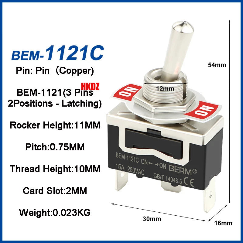 Heavy Duty Toggle Switch — 2/3 Position SPST DPDT, BEM & E-TEN Series, Pin or Screw Terminal