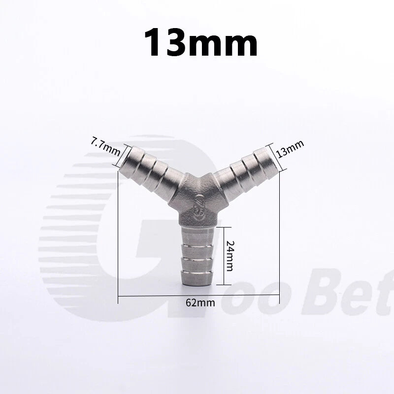 Stainless Steel Barbed Hose Connector — T-Piece & Y-Piece, 6mm–25mm