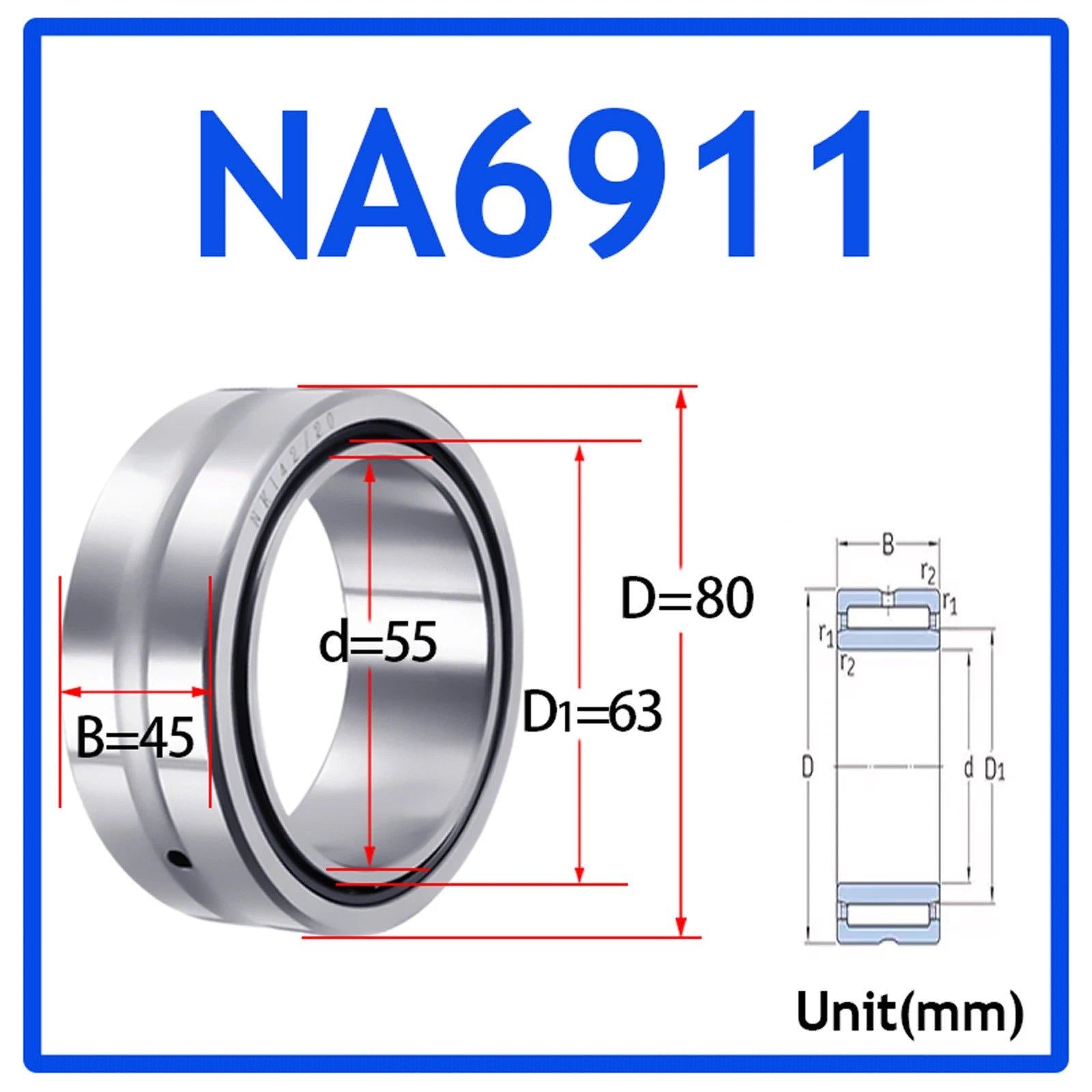 Needle Roller Bearings With Inner Ring High-Quality NA4900 - NA6920 ID 10-100mm
