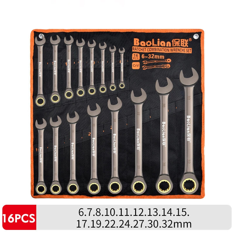 Ratchet Spanner Combination Fixed & Flexi 6 - 32mm Different Sizes Tool Wrench