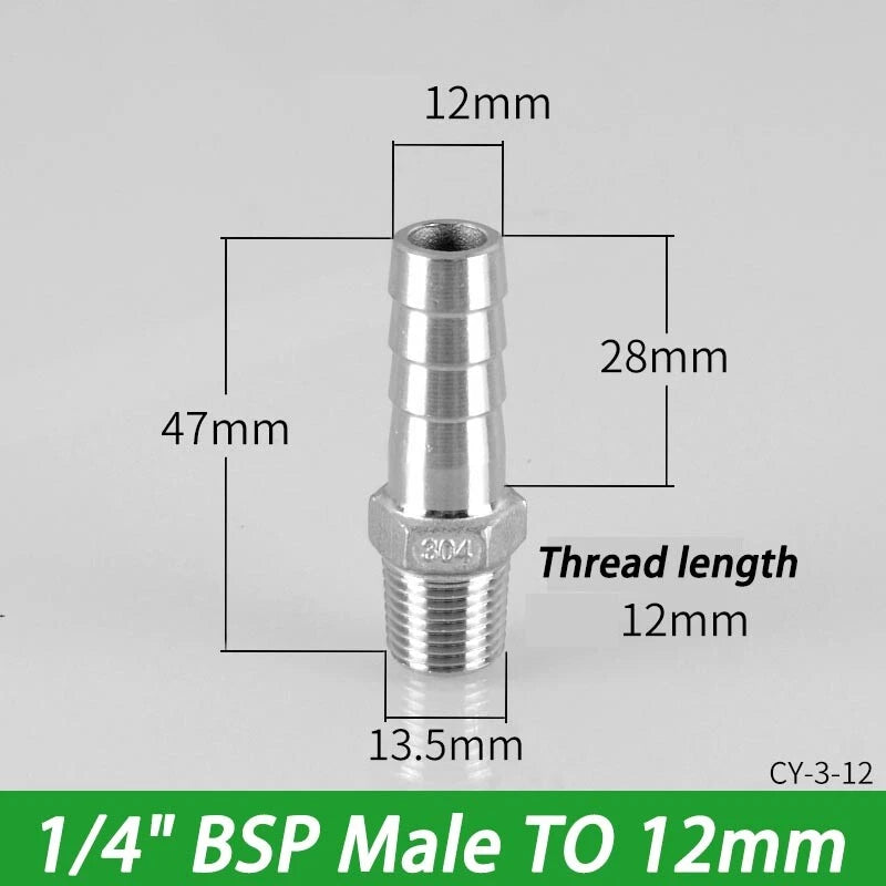 Stainless Steel Hosetails,Bsp Thread Hose Tail Barb Connector 1 8-1" Female Male