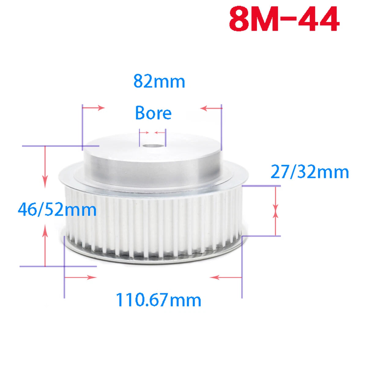 BF-type HTD8M 25mm-30mm Timing Belt Pulley 12 - 72 Tooth for CNC Step Motor
