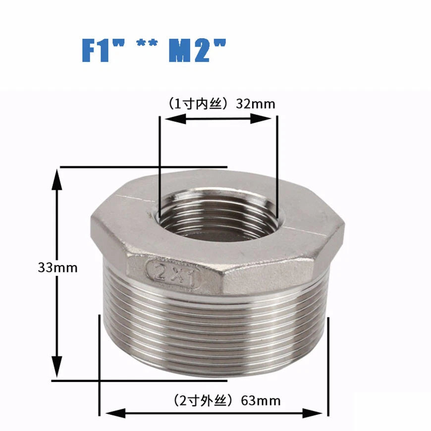 BSP Male to Female Reducing Bush Stainless Steel Pipe Fitting Adapter