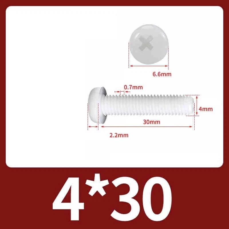 White Nylon Phillips Pan Head Machine Screws – M2 to M8, Non‑Conductive & Corrosion‑Free (PA66)