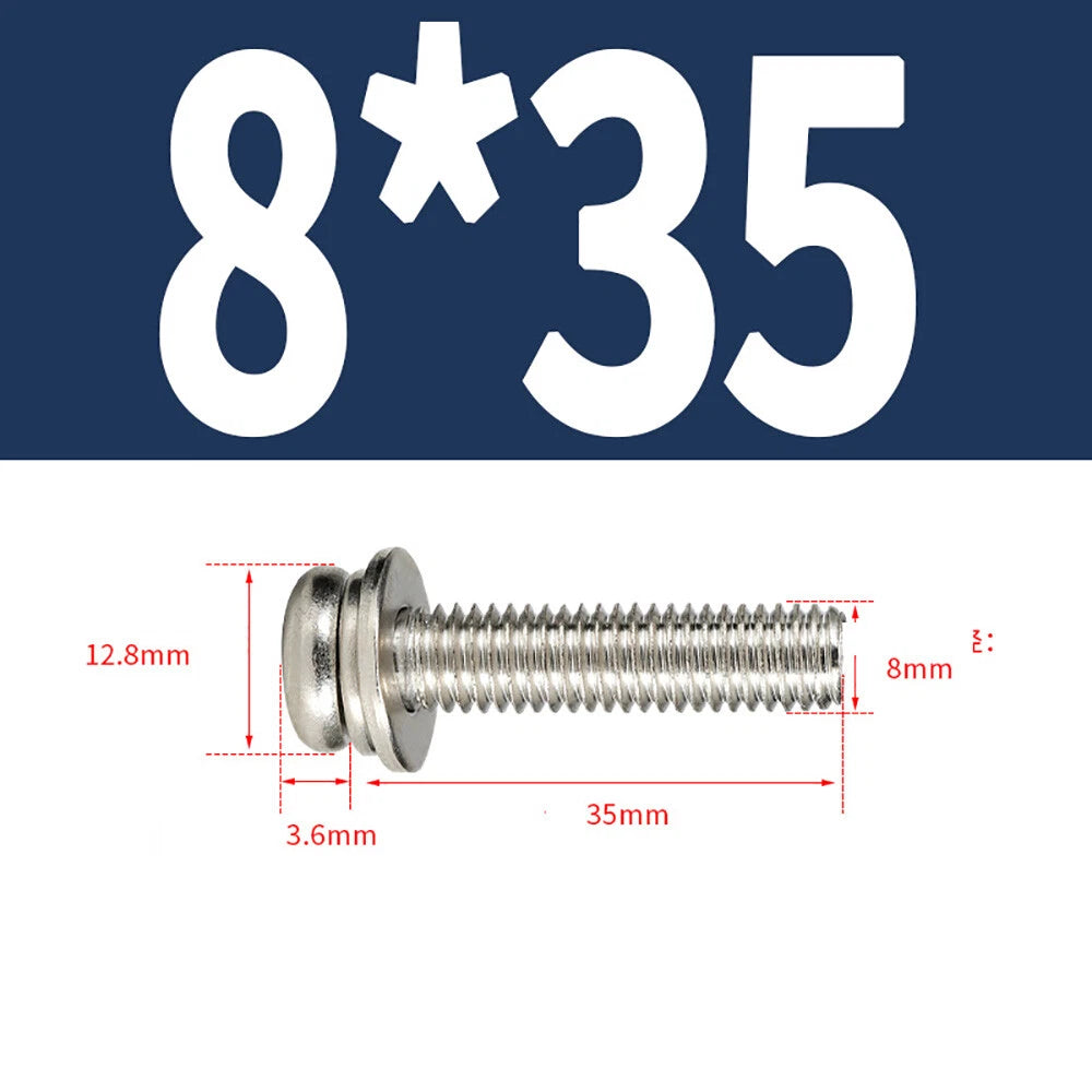 M5–M8 Phillips Pan Head Screws with Flat Washer – Nickel Plated or Black Zinc, Carbon Steel