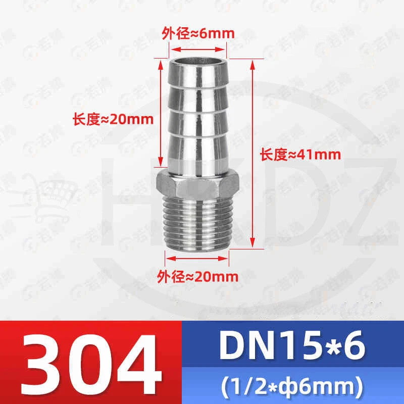 BSP Male Thread Stainless Steel Barb Hose Tail Connector — 1/8" to 4"