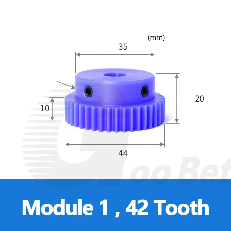 Mod 1/1.5/2 Precision Spur Gear Pinion 15-120 Tooth with Step Bore 4-16mm Nylon