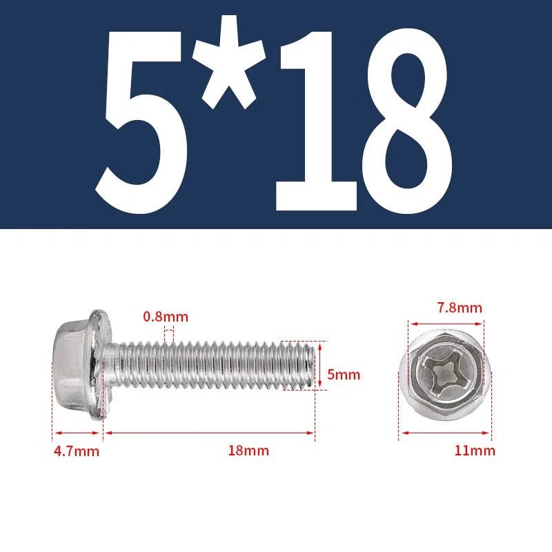 Phillips Hex Flange Screws 304 Stainless Steel M3–M8 | Dentate & Flat Flange - HomeDIYer