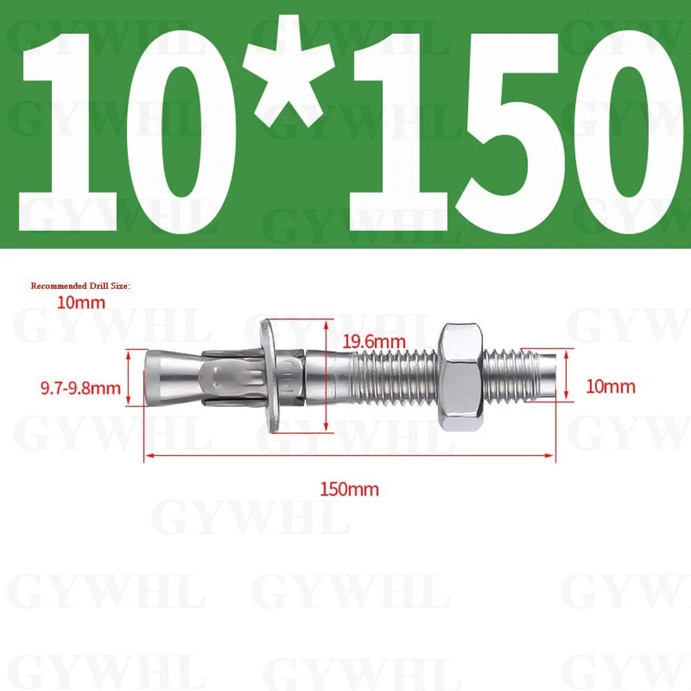 Hex Head Expansion Anchor Bolts — M6 to M20, Stainless Steel A2 & Zinc Plated, Extra Long