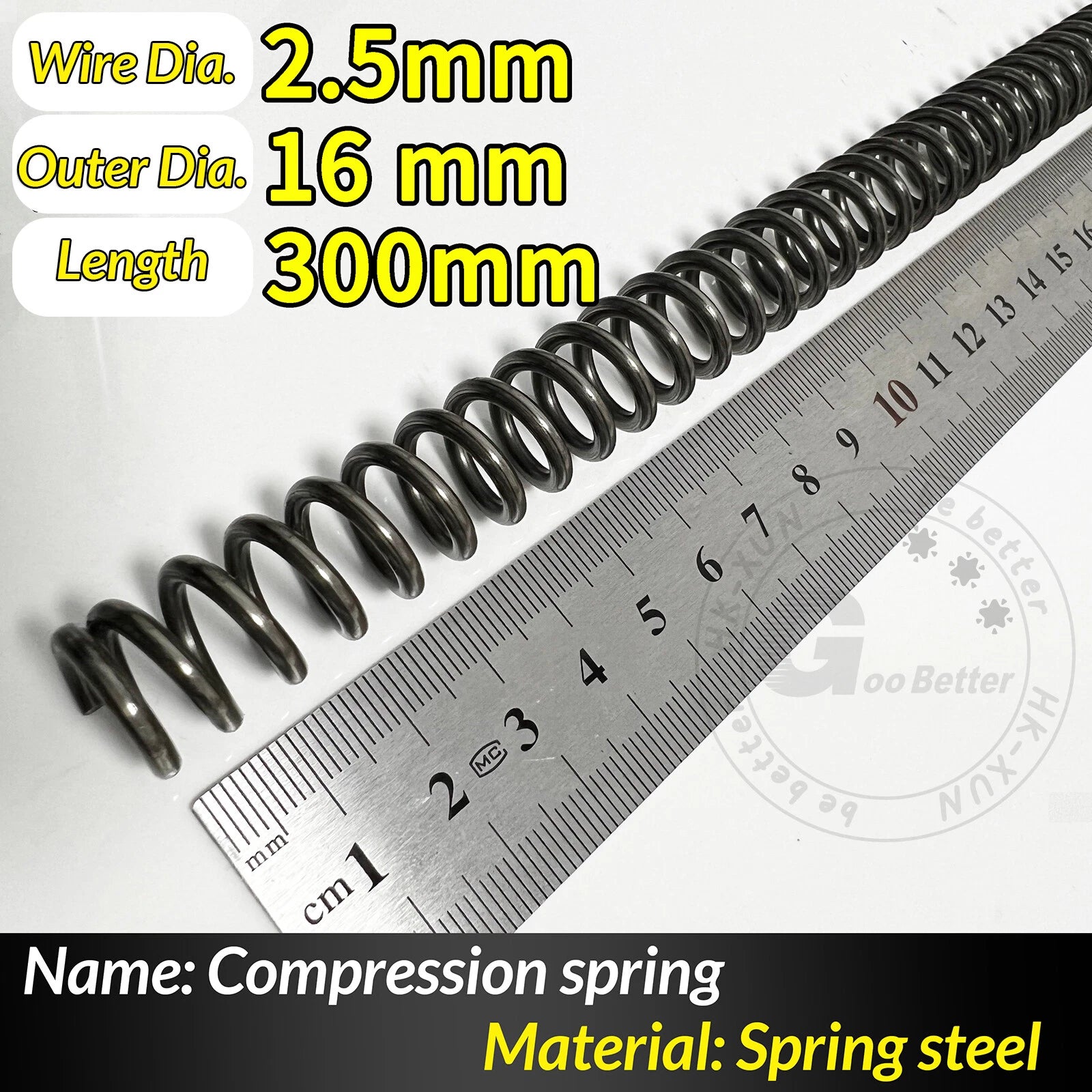 Compression Spring Pressure Springs, Wire Dia 2-3.5mm, OD 10-60mm, Length 300mm