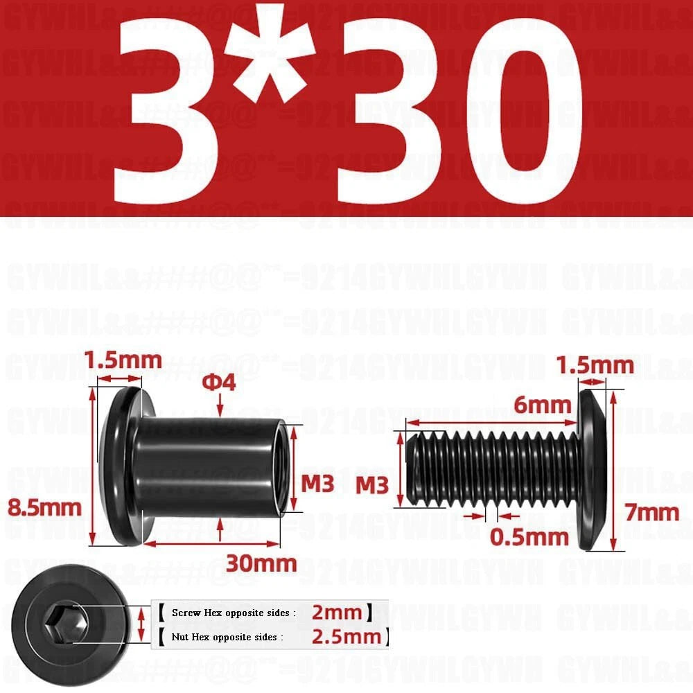 Metric Furniture Connector Bolts with End Cap Nuts — Stainless Steel M2 to M10