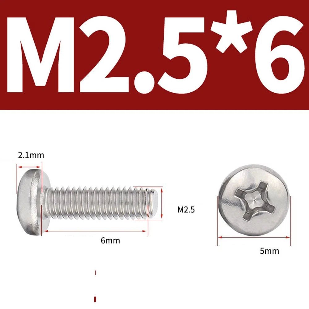 Phillips Pan Head Machine Screws — A4 Marine Grade Stainless Steel, DIN 7985 (M1.6–M10) - HomeDIYer