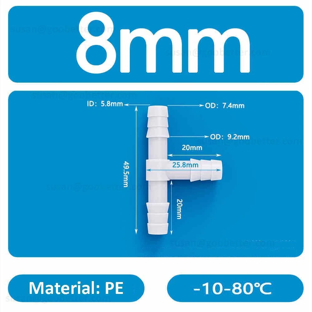 Plastic Barbed Hose Connectors — T-Piece, Elbow & Straight Fittings for Air & Water Lines