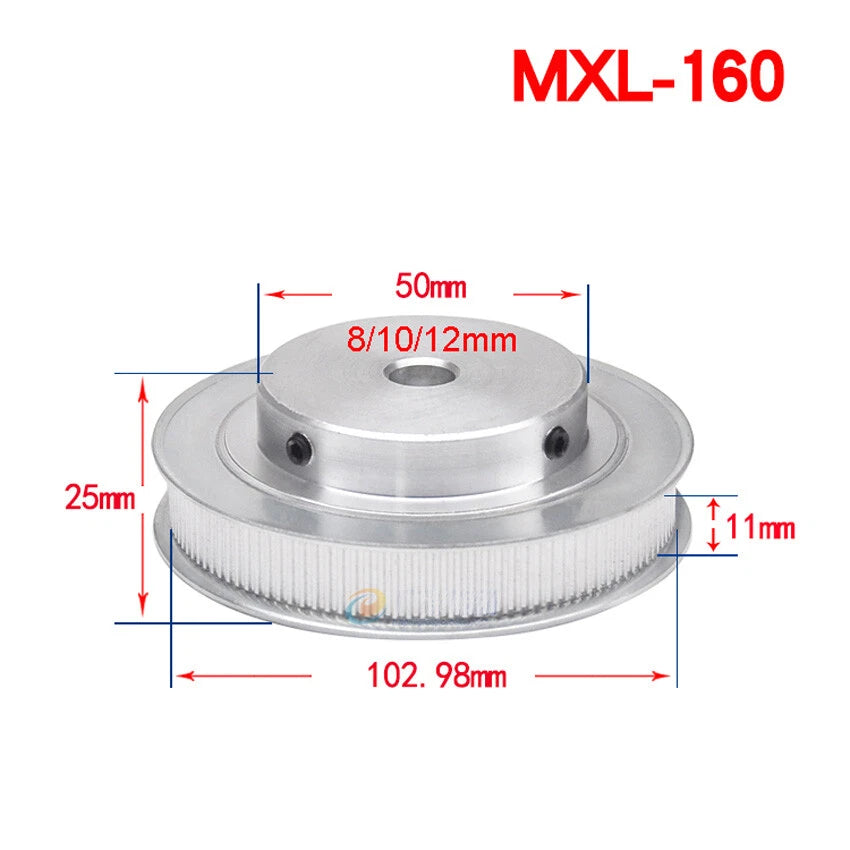 MXL 14-160Teeth Timing Belt Pulleys Pitch 2.032mm With Step For 10mm Width Belt