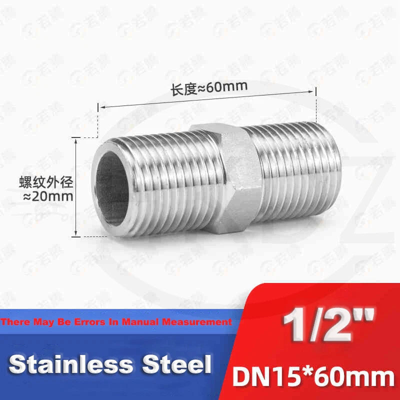 BSP Male to Male Stainless Steel Hexagon Nipple Pipe Fittings | 201 / 304 / 316 | 1/8" to 4"